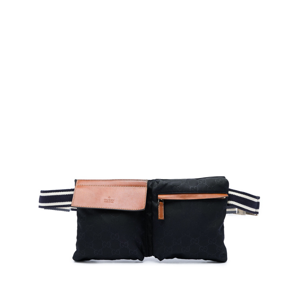 Pre-Loved Gucci GG Nylon Web Double Pocket Belt Bag